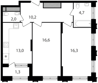 Квартира 64,1 м², 2-комнатная - изображение 1