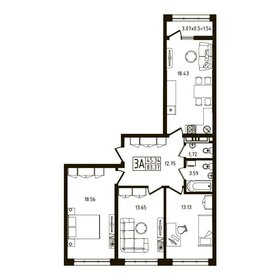 Квартира 83,4 м², 3-комнатная - изображение 1