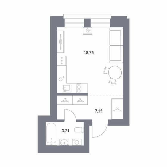 29,6 м², квартира-студия 7 500 000 ₽ - изображение 1