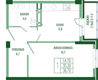 36 м², 1-комнатная квартира 10 197 000 ₽ - изображение 32