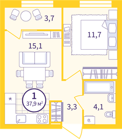 32,7 м², 1-комнатная квартира 5 699 000 ₽ - изображение 92