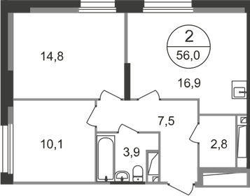 58,3 м², 2-комнатная квартира 12 123 714 ₽ - изображение 38