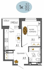 Квартира 31,6 м², 1-комнатная - изображение 1