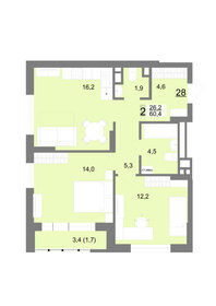 Квартира 60,4 м², 2-комнатная - изображение 1