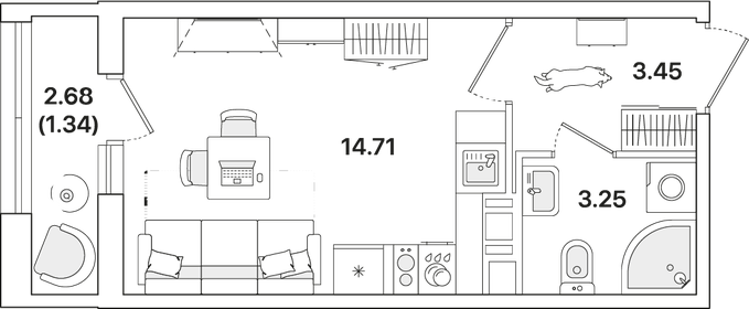 21,3 м², квартира-студия 5 545 199 ₽ - изображение 10