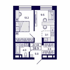 Квартира 38,9 м², 2-комнатная - изображение 2