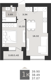 Квартира 38,5 м², 1-комнатная - изображение 1