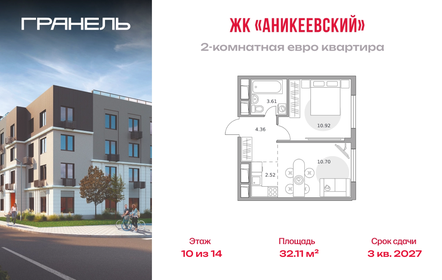 Квартира 32,1 м², 2-комнатная - изображение 1
