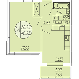 Квартира 40,9 м², 1-комнатная - изображение 1