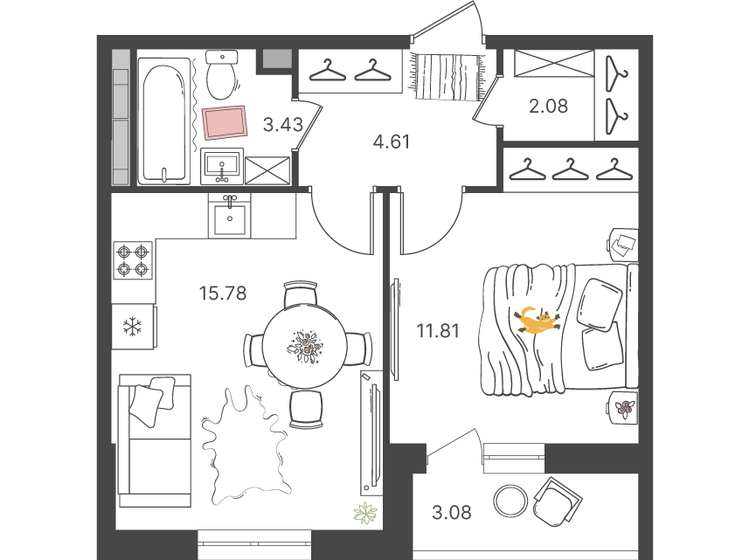 37,6 м², 2-комнатная квартира 6 288 600 ₽ - изображение 1
