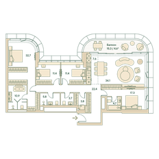 Квартира 167,4 м², 4-комнатная - изображение 2
