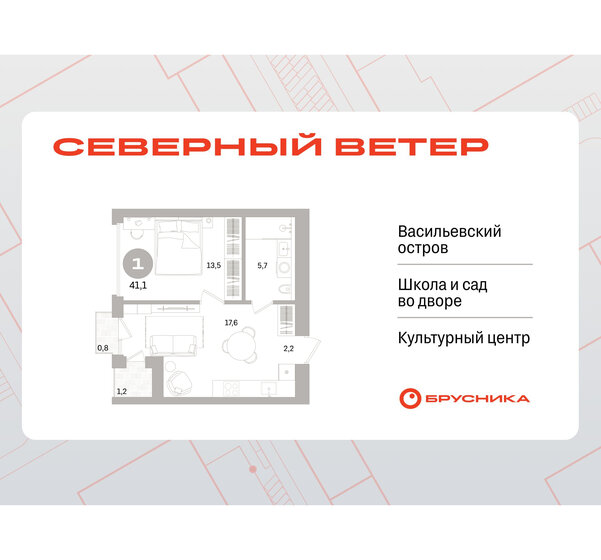40,8 м², 1-комнатная квартира 15 380 000 ₽ - изображение 51
