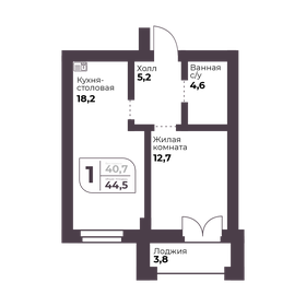 Квартира 40,7 м², 1-комнатная - изображение 3