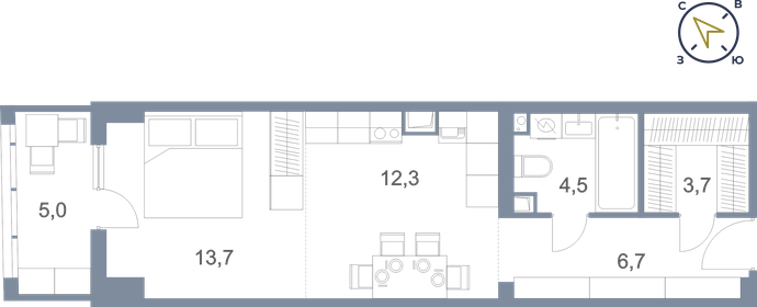 44,7 м², 1-комнатная квартира 4 800 000 ₽ - изображение 91