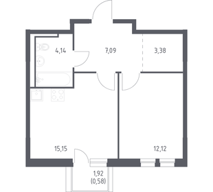 Квартира 42,5 м², 1-комнатная - изображение 1