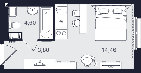 Квартира 22,9 м², студия - изображение 1