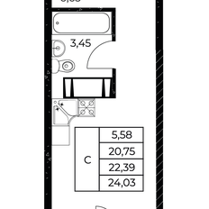 Квартира 24 м², студия - изображение 2