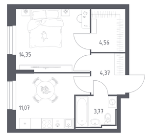 Квартира 38,1 м², 1-комнатная - изображение 1