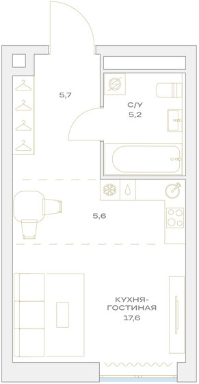 25,9 м², квартира-студия 7 746 944 ₽ - изображение 63