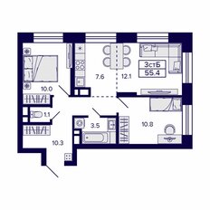 Квартира 55,4 м², 3-комнатная - изображение 2