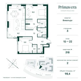 Квартира 98,4 м², 2-комнатная - изображение 1