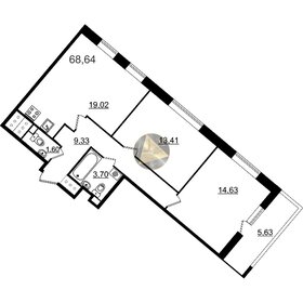 Квартира 68,6 м², 2-комнатная - изображение 1