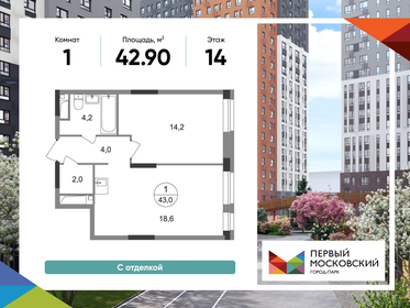 Квартира 42,9 м², 1-комнатная - изображение 1