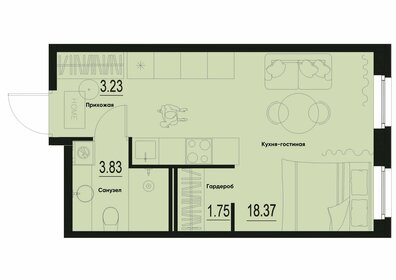 Квартира 27,2 м², студия - изображение 1