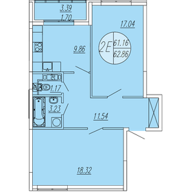 Квартира 62,9 м², 2-комнатная - изображение 1