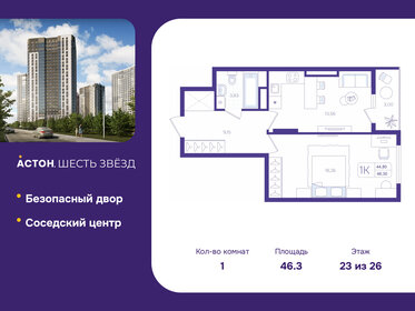 Квартира 46,3 м², 1-комнатная - изображение 1