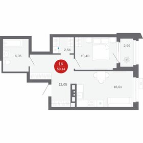 Квартира 50,1 м², 1-комнатная - изображение 1