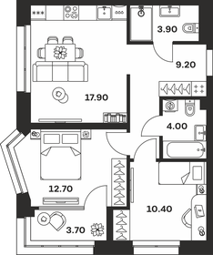 Квартира 61,8 м², 2-комнатная - изображение 1