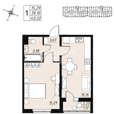 Квартира 40,2 м², 1-комнатная - изображение 1