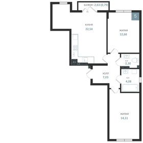 Квартира 65,4 м², 2-комнатная - изображение 1
