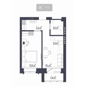 Квартира 37,3 м², 2-комнатная - изображение 1