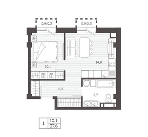 Квартира 37,6 м², 1-комнатная - изображение 1