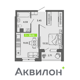 Квартира 35,1 м², 1-комнатная - изображение 1