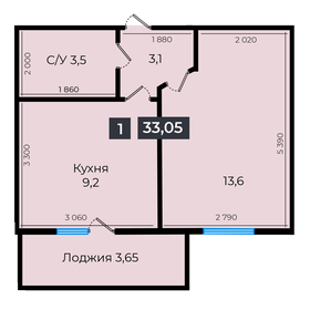 Квартира 33,6 м², 1-комнатная - изображение 1