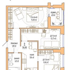 Квартира 56,9 м², 2-комнатная - изображение 4