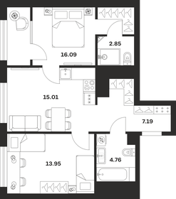 Квартира 59,9 м², 2-комнатная - изображение 1