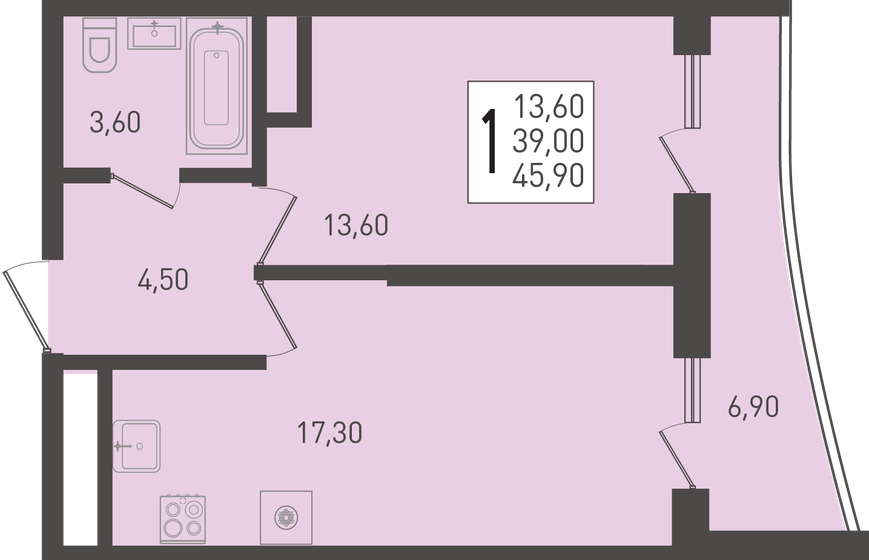 45,6 м², 1-комнатная квартира 5 900 000 ₽ - изображение 104