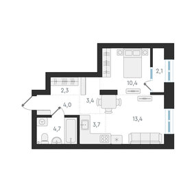 Квартира 41,9 м², 2-комнатная - изображение 1