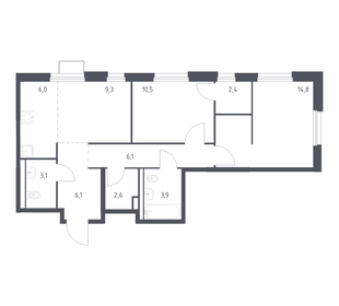 Квартира 64,8 м², 2-комнатная - изображение 1