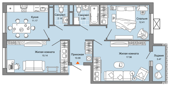 77 м², 3-комнатная квартира 5 941 949 ₽ - изображение 26
