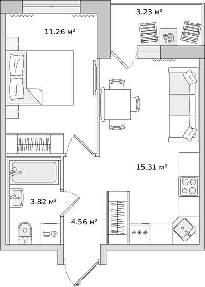 37,5 м², 1-комнатная квартира 6 738 272 ₽ - изображение 49