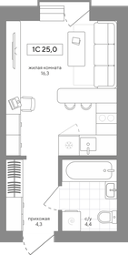 Квартира 25 м², 1-комнатная - изображение 1
