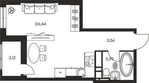 Квартира 35,2 м², студия - изображение 1