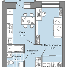 Квартира 36 м², 1-комнатная - изображение 2