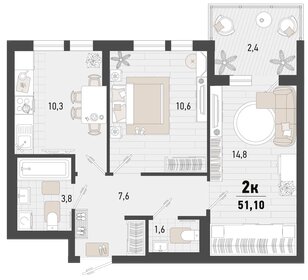 51,1 м², 2-комнатная квартира 13 781 670 ₽ - изображение 10