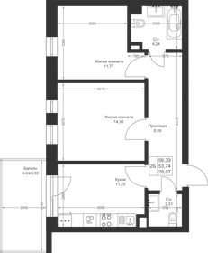 55 м², 2-комнатная квартира 9 240 000 ₽ - изображение 38